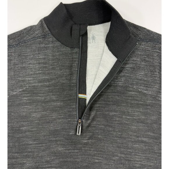 Smartwool Mens 1/4 Zip Base Layer Intraknit Thermal Merino Sz Large Black - Picture 4 of 14